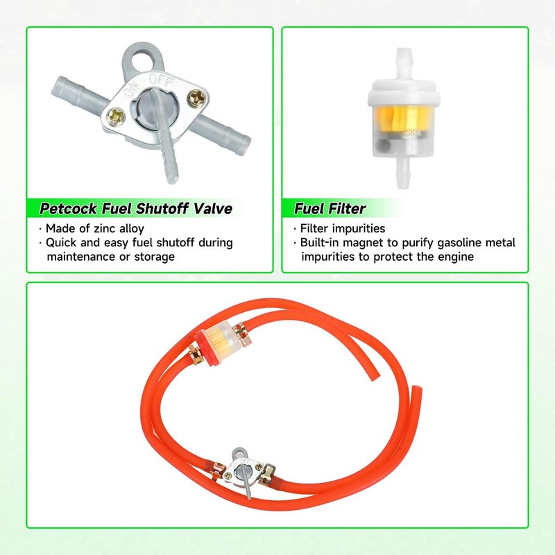 XIKOBY 3.28FT 3/16 Inch ID Gas Fuel Line Compatible with 125cc 110cc Tao tao Coolster Apollo GY6 CRF50 XR50 50cc 90cc Motorcycle Pit Dirt Bike ATV Go Kart Parts with 1/4" Inline Shut Off Valve Petcock - Image 3